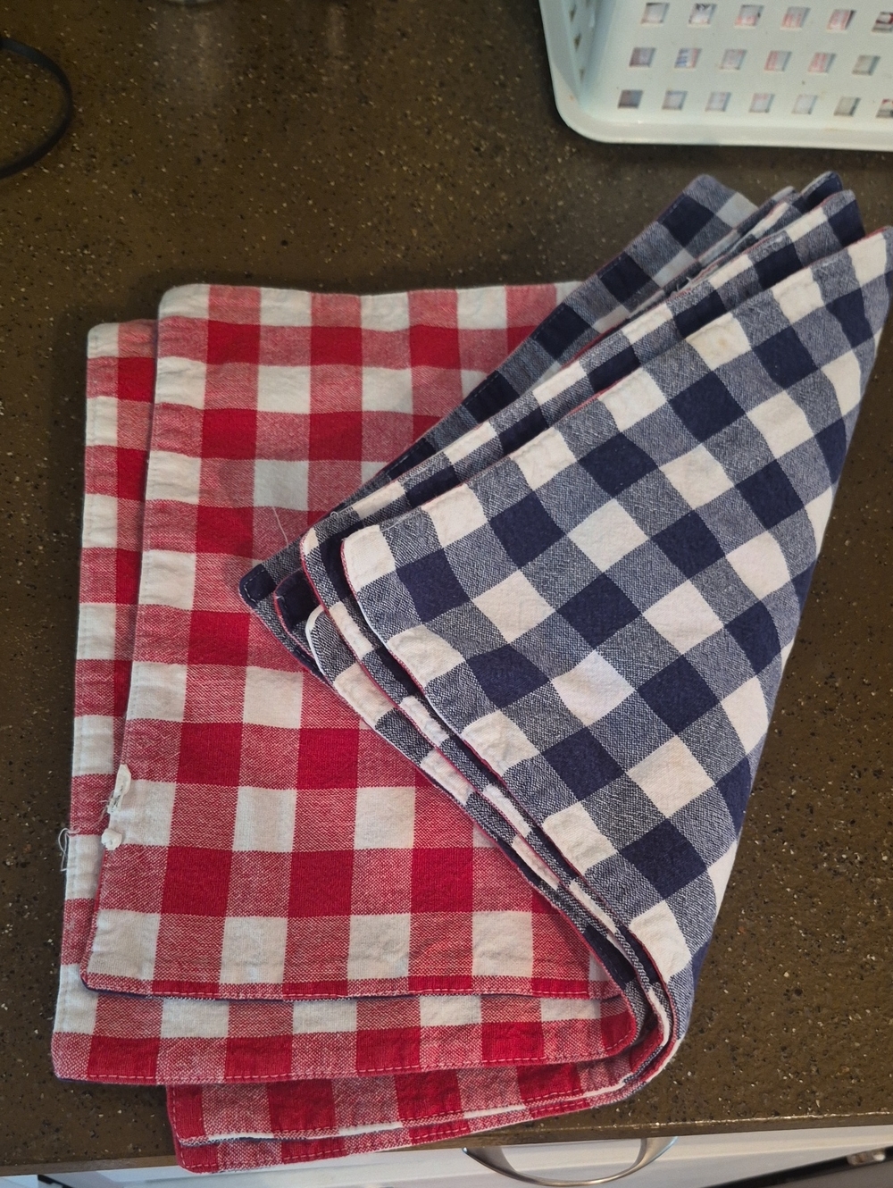 6 Red/Blue Checkered Placemats Reversible